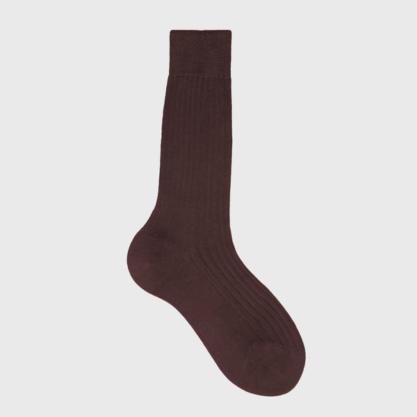 Burgundy Dress Socks - Mid Calf, Made in Italy. Egyptian Cotton. 240-Needles