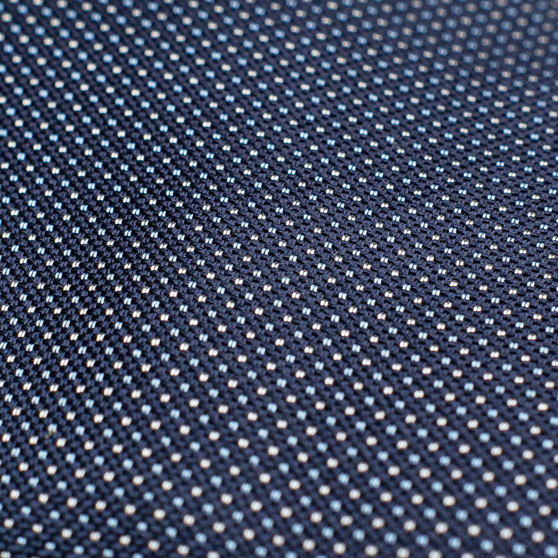Micro Patterned Navy Blue Six-Fold Silk Tie Detail