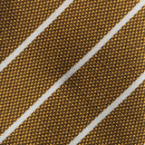 White Striped Metallic Gold Six-Fold Silk Tie