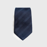 Navy Blue Grenadine Tonal Stripe Tie - AKLASU