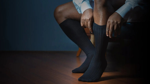 Dark Blue Over the Calf Dress Socks