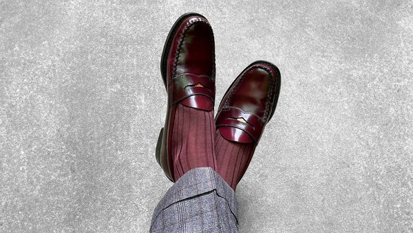 Burgundy Over the Calf Dress Socks