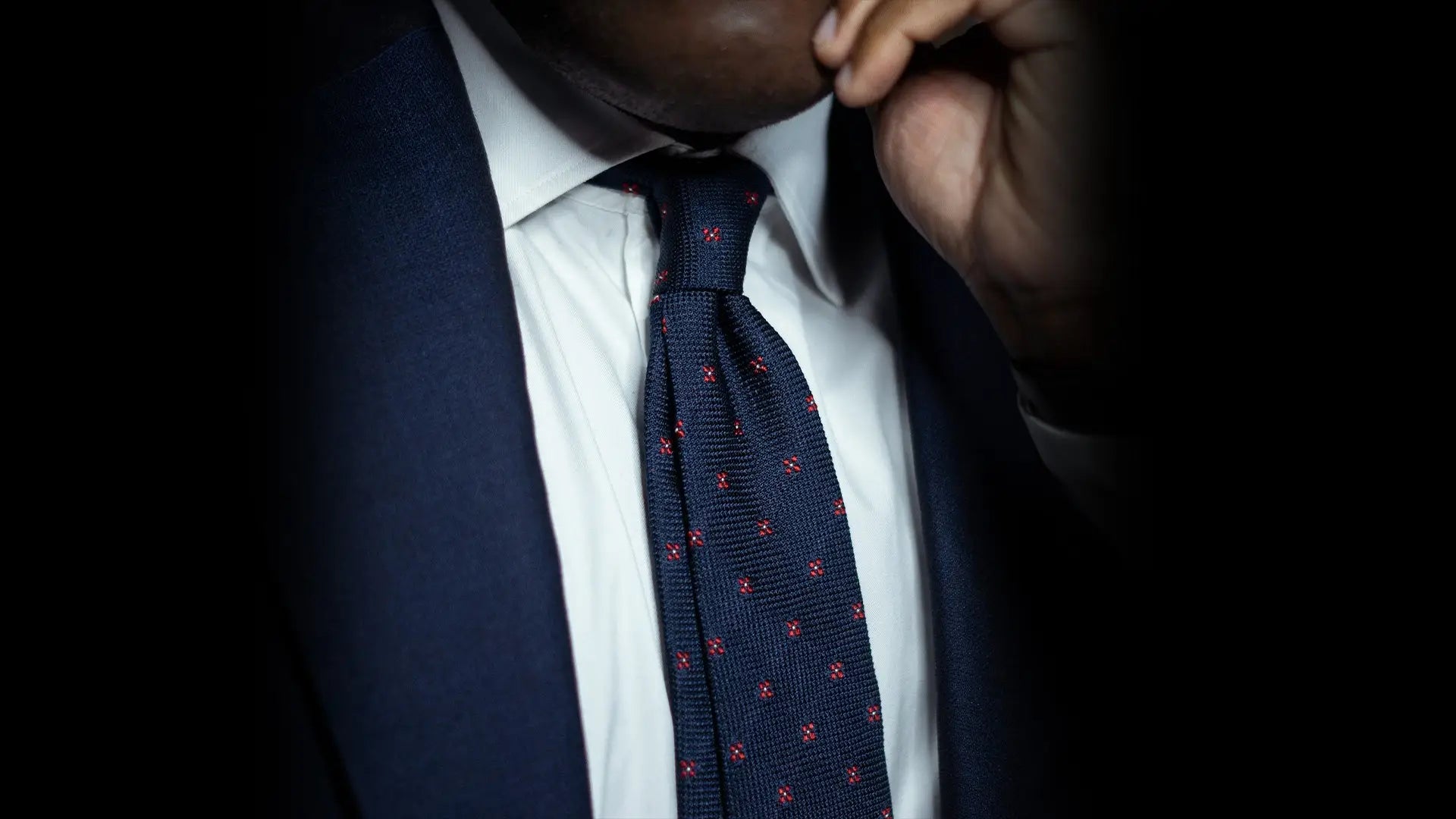 Aklasu Dark Blue Floral Grenadine Tie