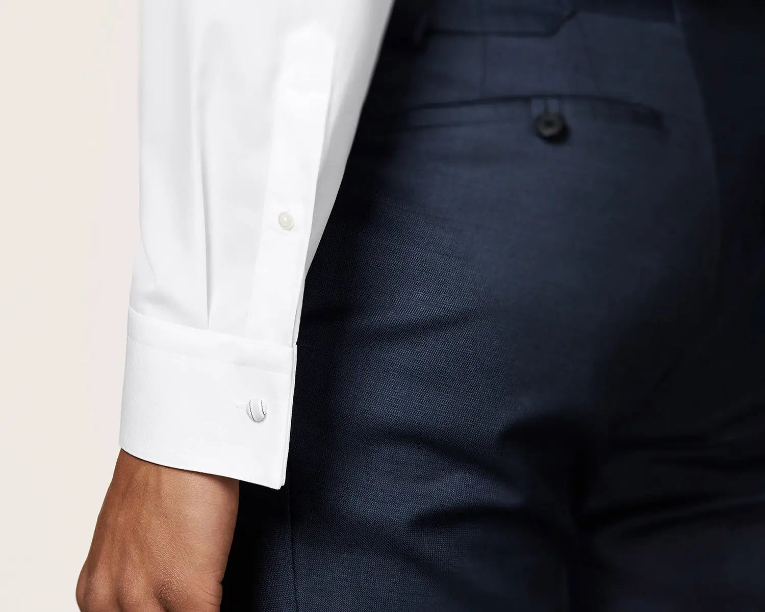 White dress shirt with dark trousers, perfect for a wedding day wedding suit