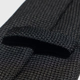 Black Grenadine Tie Made in Italy showing Keeper