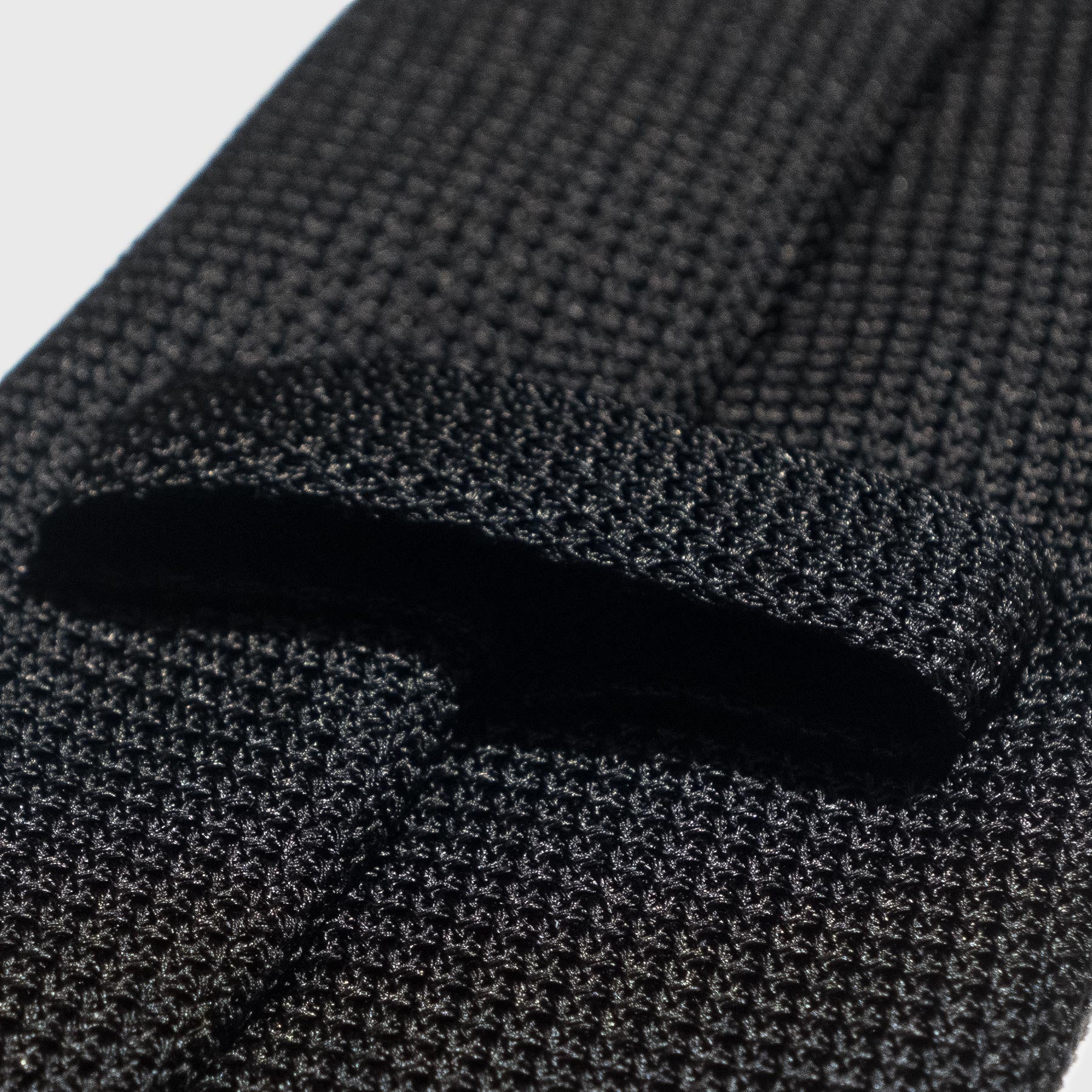 Black Grenadine Tie Made in Italy showing Keeper