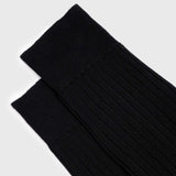Men's Black Dress Socks with Elastane Cuffs that help keep your socks up. 240 Needle. Made in Italy.