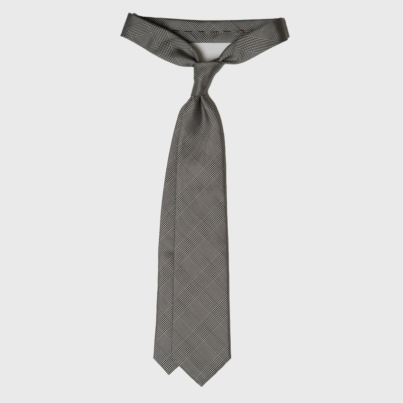 Black & White Glen Plaid Tie - Six-Fold