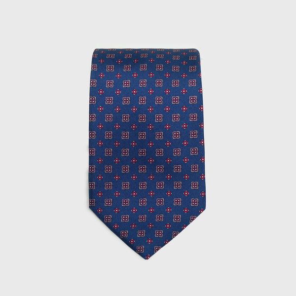 Royal Blue Floral Foulard Printed Silk Tie