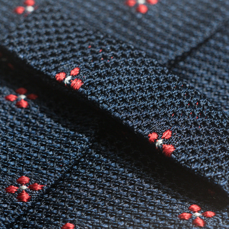Dark Blue Floral Grenadine Tie