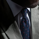 Dark Blue Floral Grenadine Tie