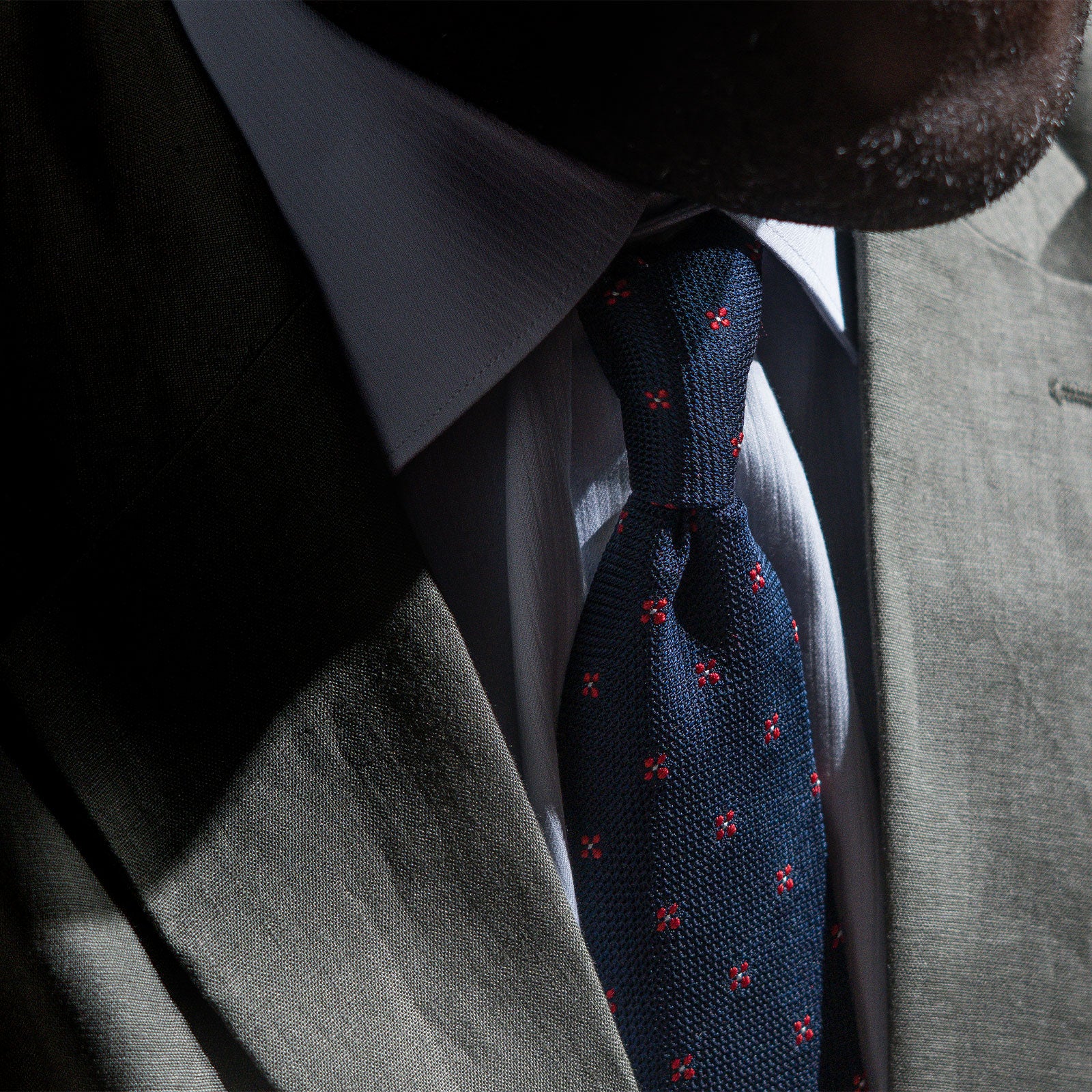 Dark Blue Floral Grenadine Tie