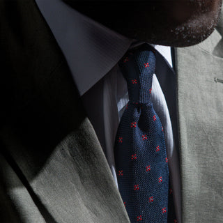 Dark Blue Floral Grenadine Tie