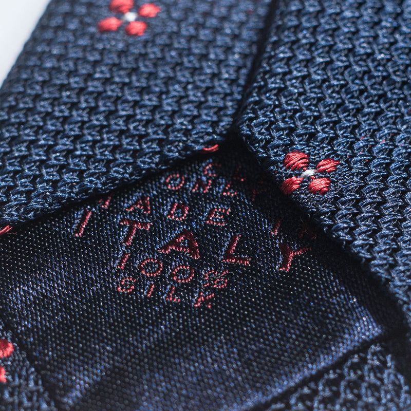 Dark Blue Floral Grenadine Tie