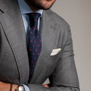 Dark Blue Floral Grenadine Tie