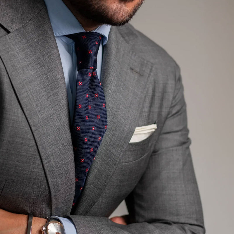 Dark Blue Floral Grenadine Tie