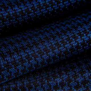 Close-up of Blue and Black Houndstooth Dress Socks.