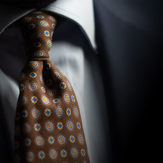 Brown Foulard Printed Silk Tie