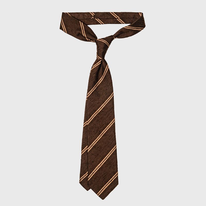 Brown Striped Shantung Tie – Aklasu