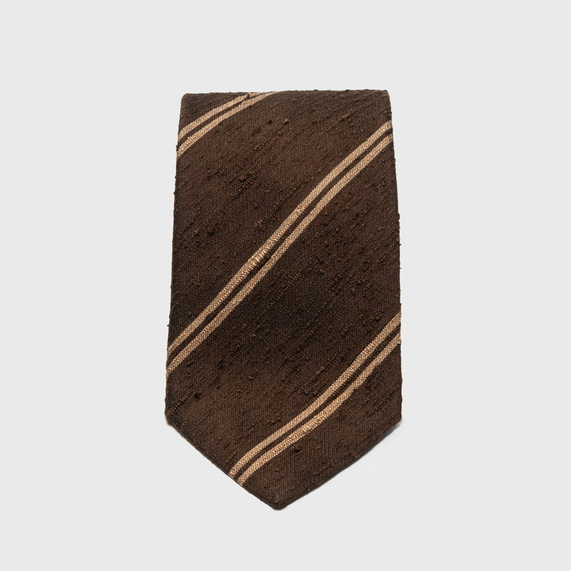 Brown Striped Shantung Tie – Aklasu