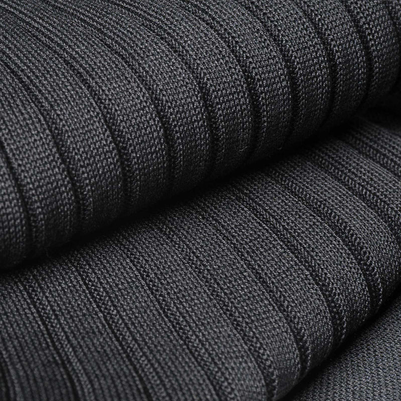 Close-up of ribbed texture on Charcoal Dress Socks for durability.