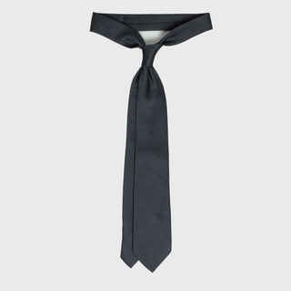 Charcoal Grenadine Tie displayed untied, showcasing its premium Italian silk craftsmanship.