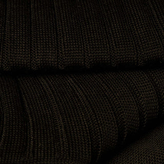 Close-up of dark brown ribbed cotton fabric, showcasing premium quality.