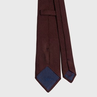 Back view of Deep Burgundy Grenadine tie showcasing blue detailing.