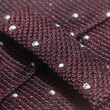 White Dotted Deep Burgundy Grenadine Silk Tie