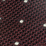 White Dotted Deep Burgundy Grenadine Silk Tie