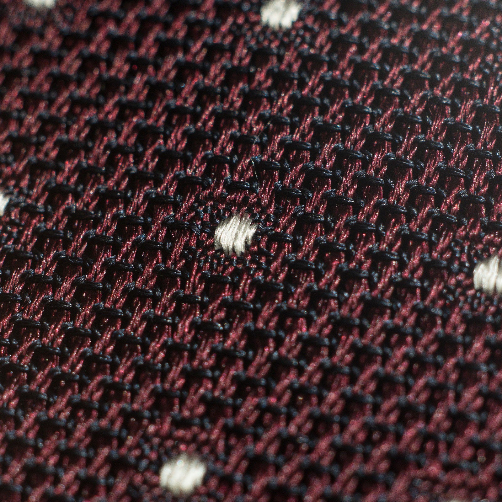 White Dotted Deep Burgundy Grenadine Silk Tie