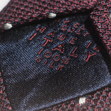 White Dotted Deep Burgundy Grenadine Silk Tie