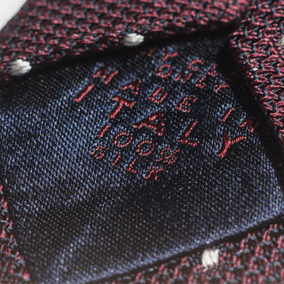 White Dotted Deep Burgundy Grenadine Silk Tie