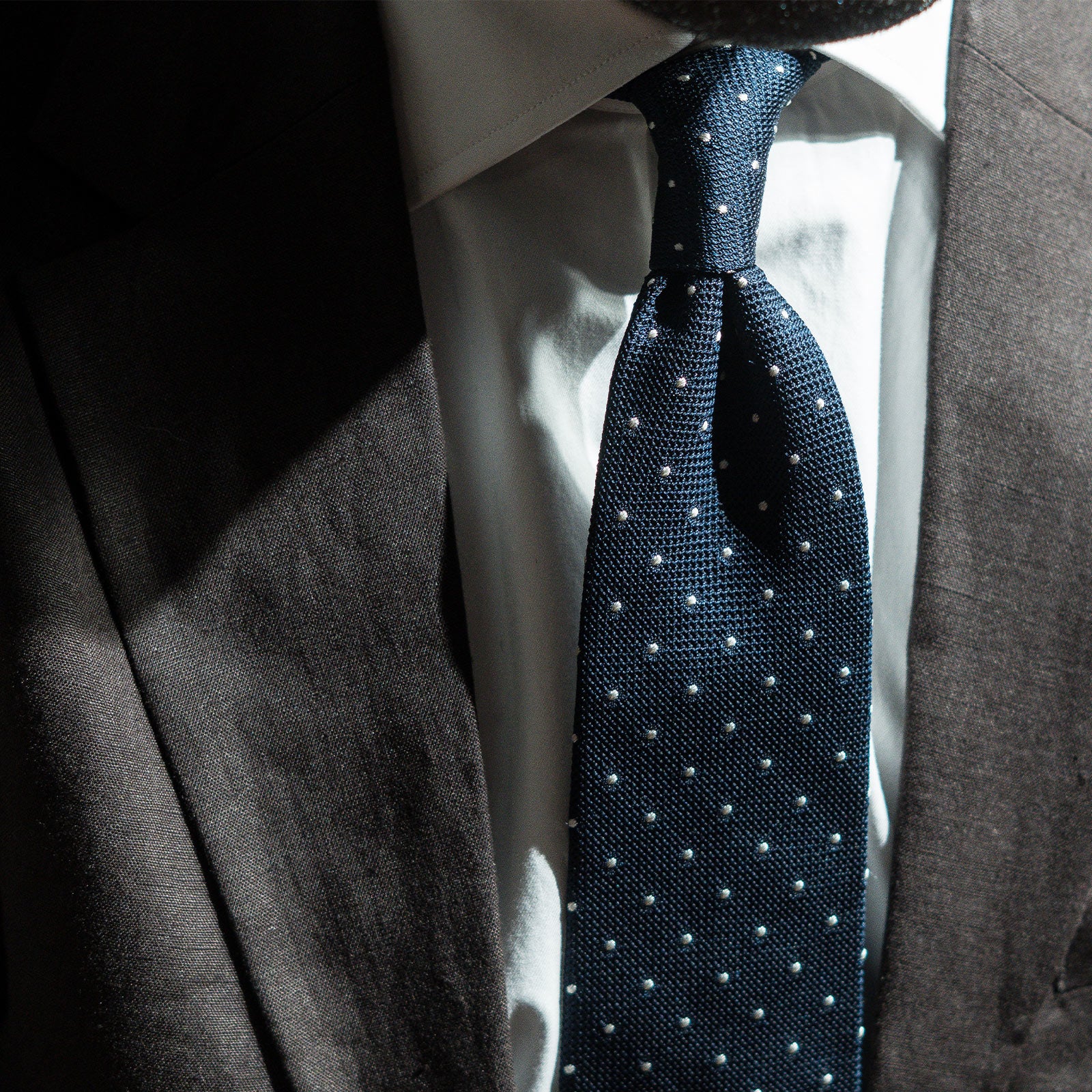 Navy Dotted Grenadine Tie