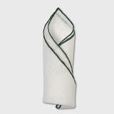 Forest Green Edge White Linen Pocket Square
