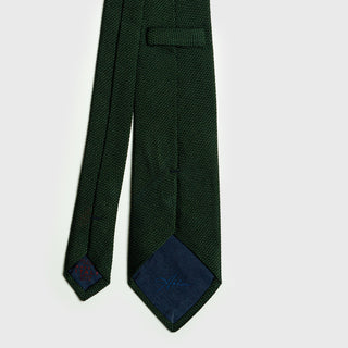 Back view of the Forest Green Grenadine Tie with detailed stitching and lining.