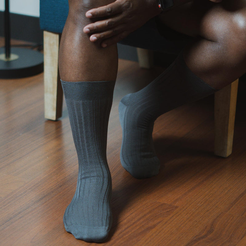 Grey Mid Calf Dress Socks