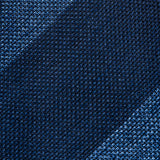 "Intro" Navy and Steel Blue Block Striped Grenadine Tie