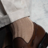 Men's Light Brown Over-the-Calf Dress Socks