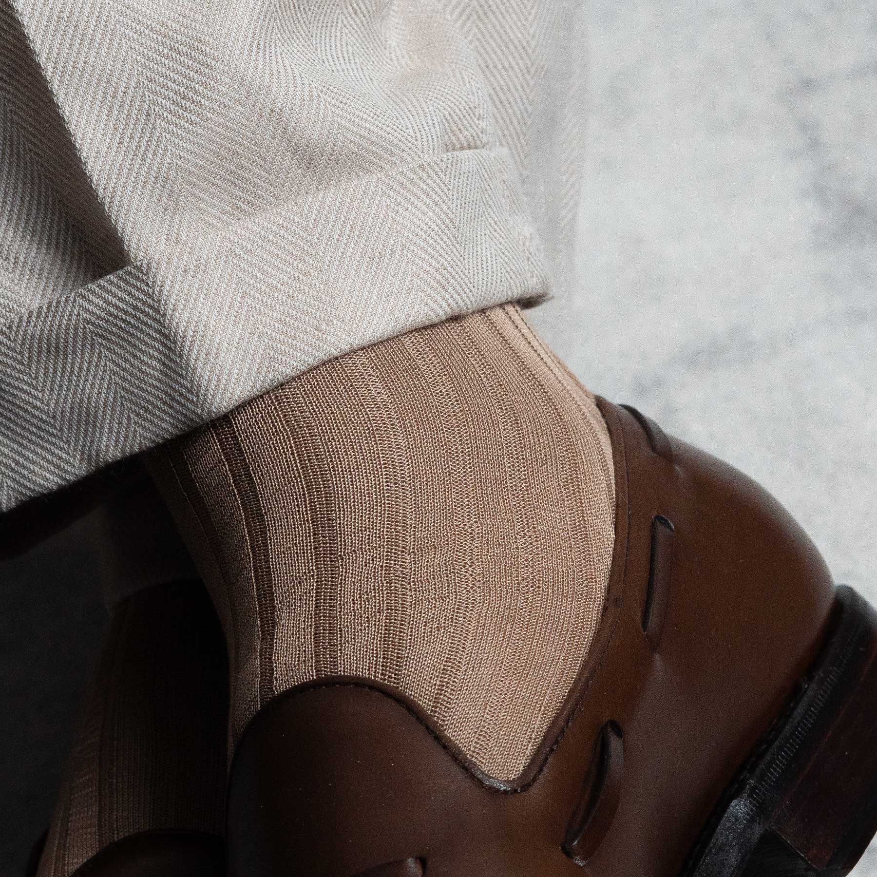 Men's Light Brown Over-the-Calf Dress Socks