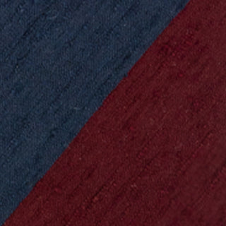 Navy Blue and Burgundy Block Striped Shantung