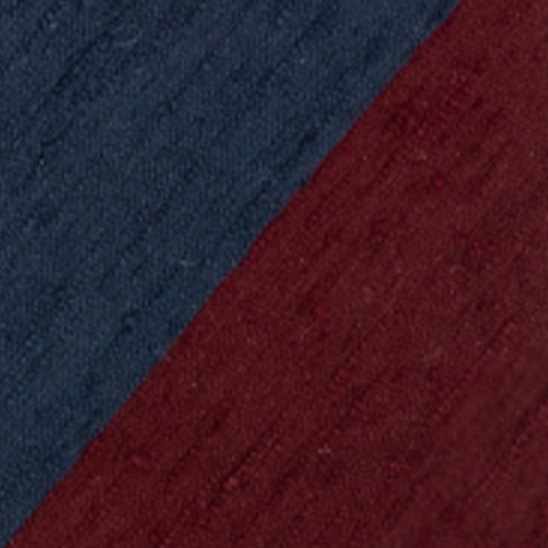 Navy Blue and Burgundy Block Striped Shantung