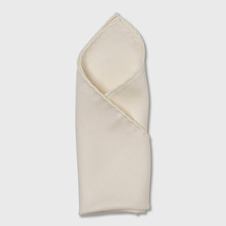 Off-white wool-silk pocket square.