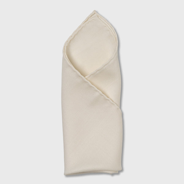 Off White Wool/Silk Pocket Square