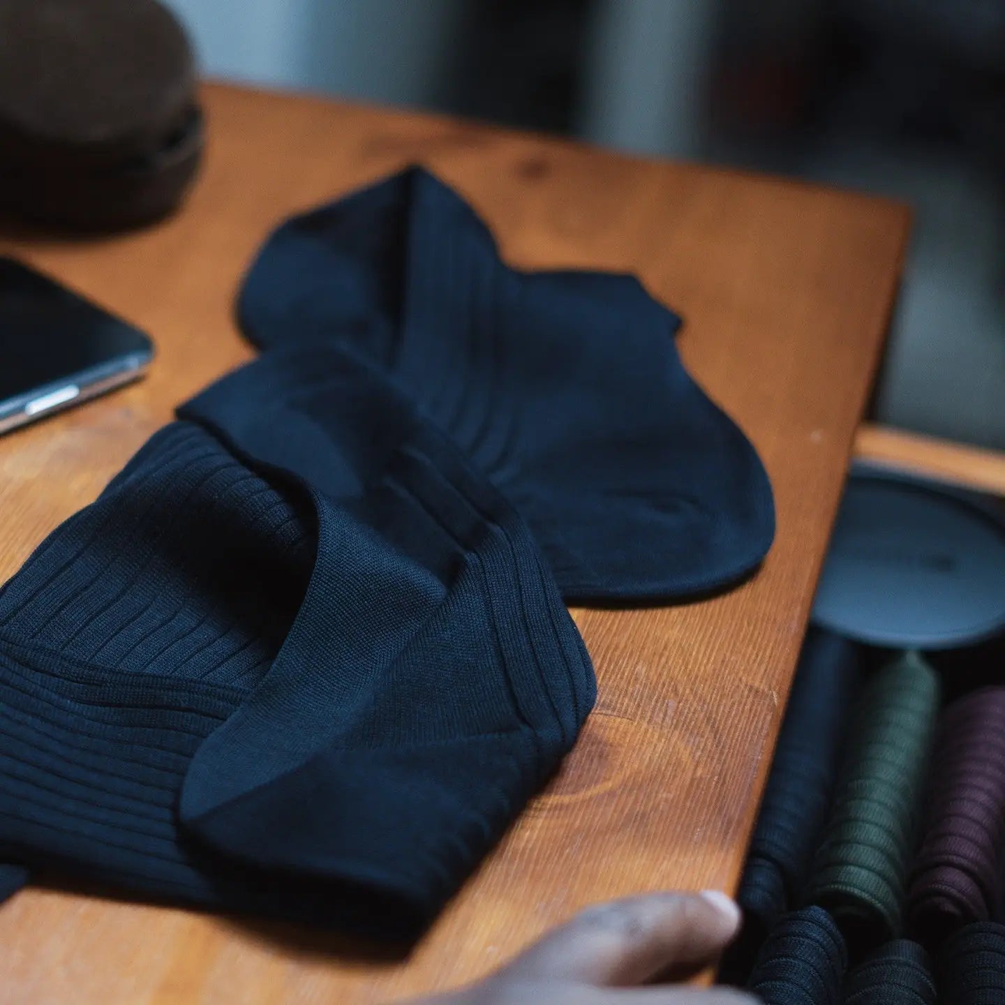 Black ribbed socks perfect for matching dress socks and elevating your dress outfit