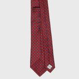 Deep Red Floral Foulard Printed Silk Tie