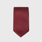 Deep Red Floral Foulard Printed Silk Tie