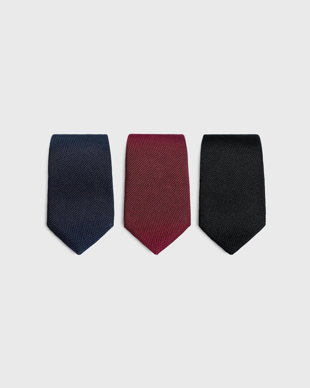 Set for Life: navy, burgundy and black grenadine ties, rolled