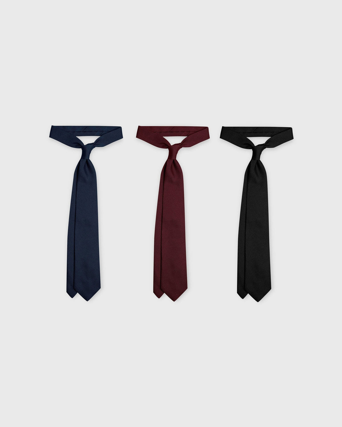 Set for Life: navy, burgundy and black grenadine ties, knotted