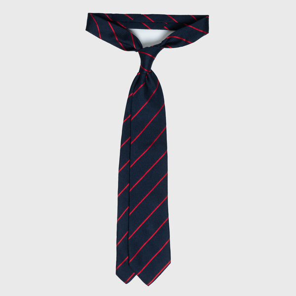 Smooth Red Striped Blue Grenadine Tie